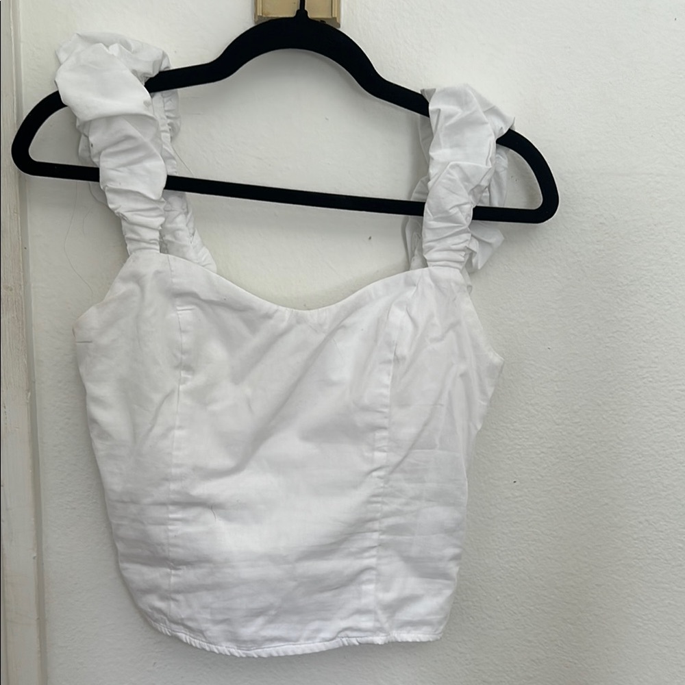 White Ruffled Abercrombie and Fitch Top